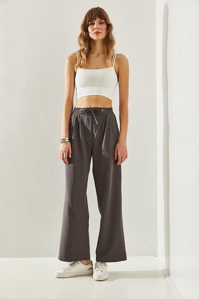Bianco Lucci Palazzo-Hose für Damen mit Ösendetail – elastischer Taillenbund60251233