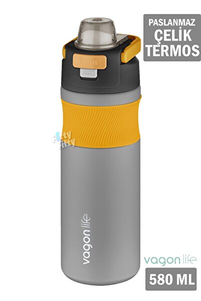 Vagonlife 580 ML Çelik Termos Pipetli/Pipetsiz(Rahat İçim) Kaydırmaz Gövde-FFVGN033580ML