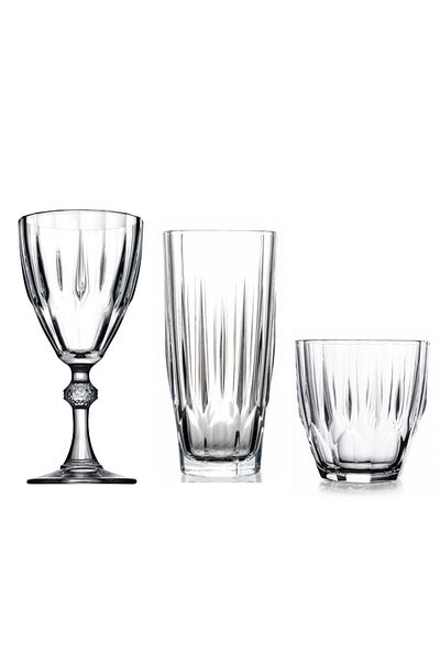 Paşabahçe 36 Piece Diamond Soft Drink Glass - Goblet and Water Glass Set