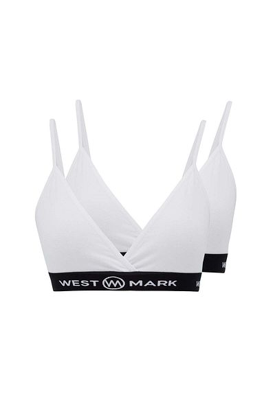 WESTMARK LONDON Set de 2 sutiene bralet pentru femei din amestec de bumbac-elastan alb - LILY