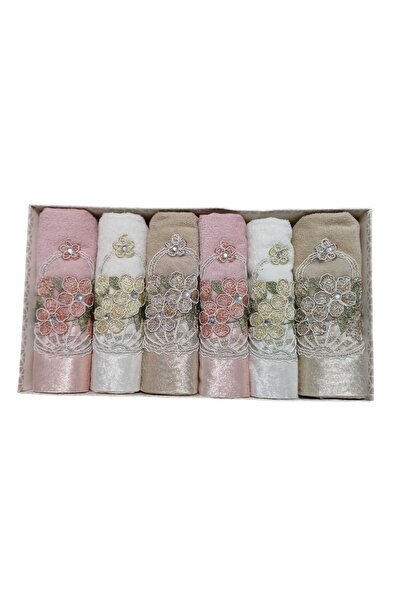 CENGİZ ÇEYİZ Durul 6'lı Kutulu Kadife Orkide Güpürlü 30x50 Mutfak Havlusu 589