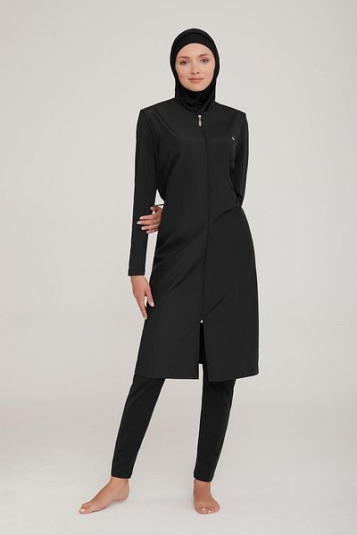 ZF BUTİK Costum de baie hijab acoperit integral din Lycra - Detaliu cu fermoar și elastic în talie