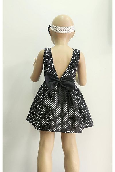 minikiss Buline cu model - Rochie pentru fetiță cu detaliu de volan pe spate, guler bandană