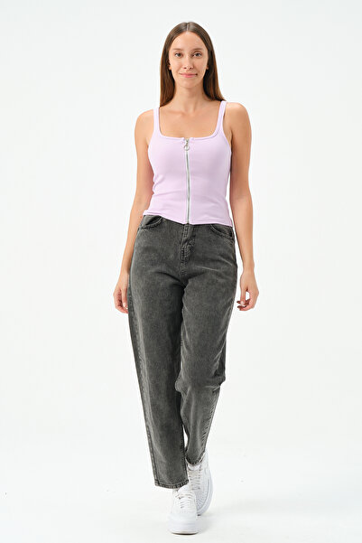 PUNKY CAT Women's U-neck Zippered Blouse - Sleeveless