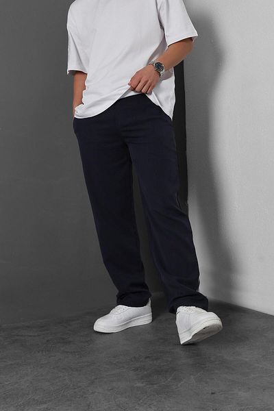 Slatra Ανδρικό φαρδύ παντελόνι Navy Blue - Μαλακό ύφασμα