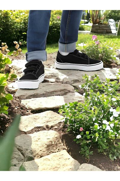 Lideral Pantofi sport negri, confortabili, zilnici, cu velcro