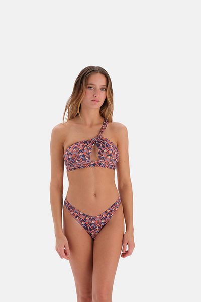 Eros Orangefarbener Bikini mit einer Schulter, Modell 3071Bk