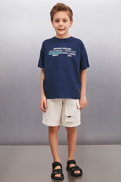GRIMELANGE Ανδρικό μπλουζάκι CAELAN Navy Blue - Άνετη εφαρμογή και κομψός σχεδιασμός
