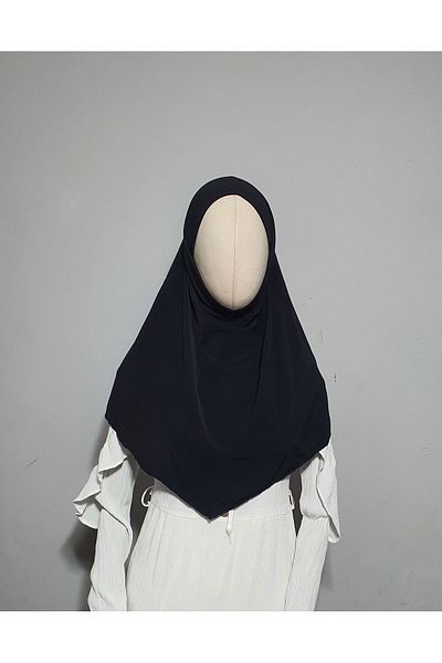 AHRAR tesettür Practical and Ready Children's Kimar - Sandy Black Souffle
