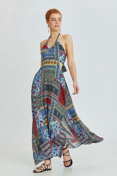 Clandestino Rochie lungă albastră - Halter