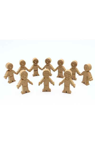 na neşeli ahşap 10 Pieces of 10 cm Men's Figures - Can Stand Upright Design, Preschool Training Activity