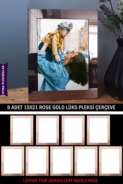 Bytwo 9 Pieces 15x21 A5 Rose Gold Mirror Plexiglass Frame - Luxury Plexiglass Frame