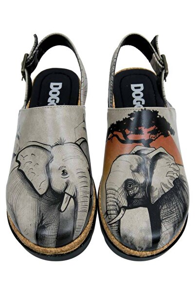 Dogo Women's Vegan Leather Black Thick Sole Sandals - Sunset Animals Design