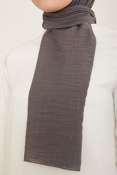 FRESCO SCARFS Hijab pentru femei Armine Trend Woody - șal din bumbac simplu ANTRACIT