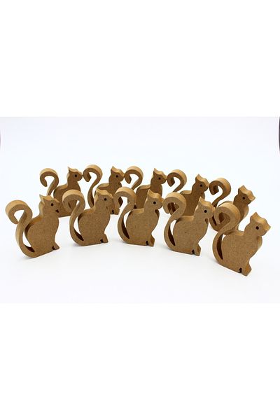 na neşeli ahşap 10 Pieces of Upright Cat Figures with Tail - Preschool Training Activity