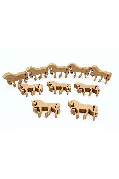 na neşeli ahşap 10 Pieces of 10 cm Prancing Horse Figure - Can Stand Upright, Preschool Educational Activity