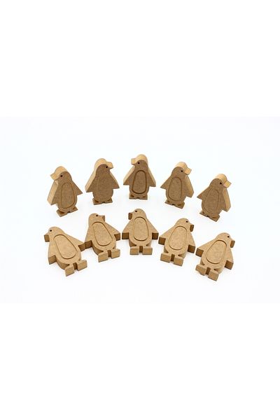 na neşeli ahşap 10 Pieces of 10 cm Penguin Figure - Can Stand Upright Design, Preschool Educational Activity
