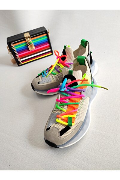 Of&Off KADIN İTHAL RENKLİ BAĞCIKLI SNEAKER