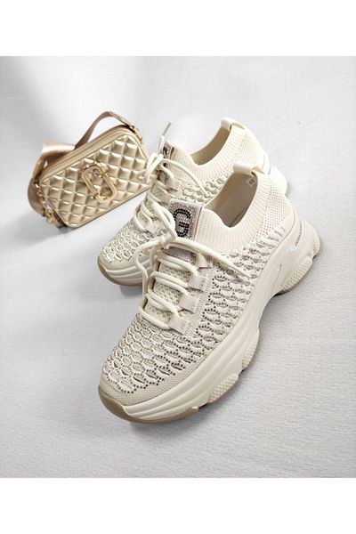 Of&Off Stone Detailed Imported Knitwear Women's Sneakers