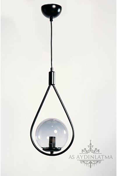 TREND Tekli glop cam siyah damla avize koridor