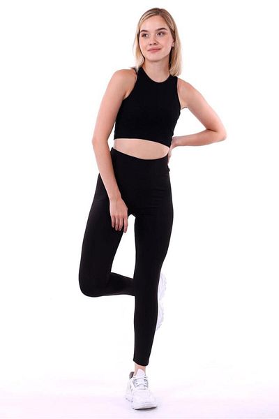 dream vogue Colanți negri din lycra cu talie înaltă pentru femei - țesătură pentru scufundări