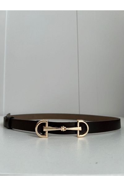 Eksibir Dark Brown Thin Mas Buckle Belt