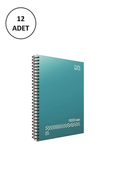 Gıpta Fresco A4 120 - 12 Pieces of Notebooks with Leaf Checked Spiral and Plastic Cover