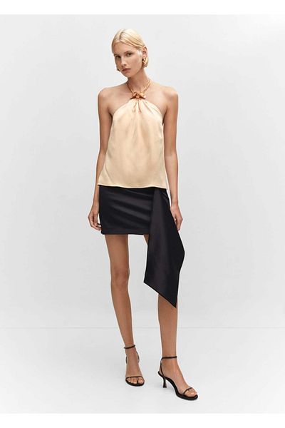 MANGO Woman Metallic Floral Top