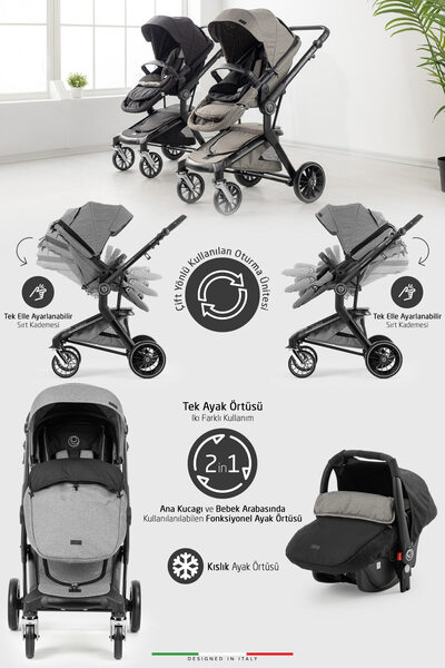 Elele Allroad 3 Travel Sistem Bebek Arabası Silver Siyah