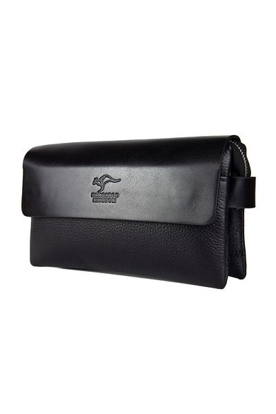 KANGAROO KINGDOM Black Men's Portfolio Handbag Genuine Cowhide Leather 9288-s