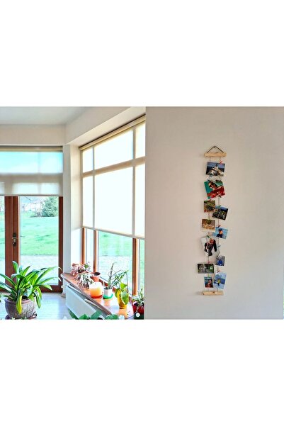 Efem Dekor 100 cm jut ip 15 maşa Duvar için İpli ve Mandallı Çoklu Fotoğraf Ç...