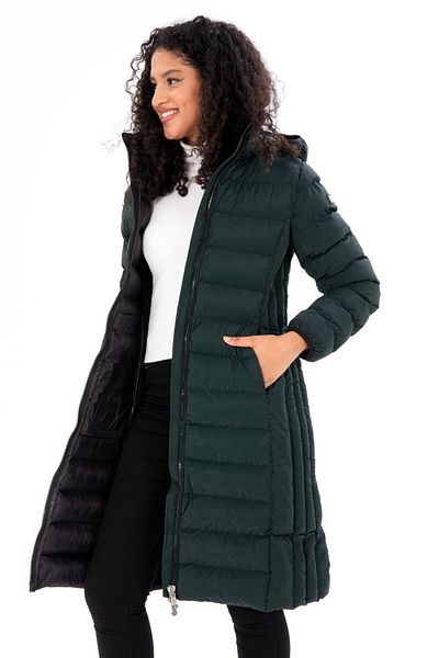 G-FOX WOMEN'S LONG STAND COLLAR REMOVABLE HOODED PADDED PUFFED COAT 8664