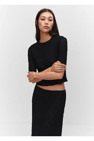 MANGO Woman Woven T-Shirt