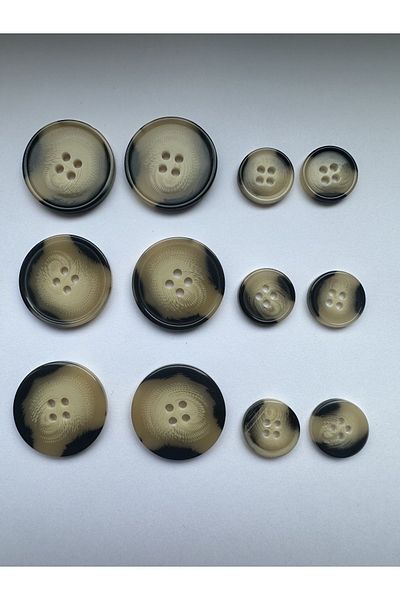 aensia Camel Brown Black Marble Marble Pattern Design Button Plain Polyester Button - Pack of 12 (6 Large + 6 Small)