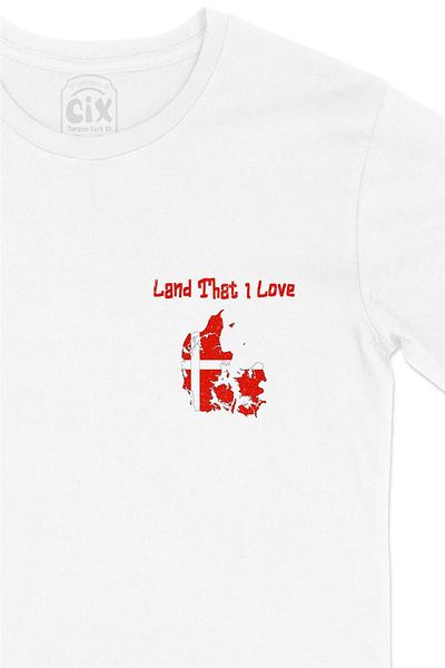 Cix Λευκό μπλουζάκι με στάμπα Δανίας - Land That I Love Design