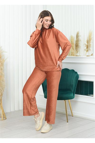 Nuseel Half-Neck Corduroy Set Brick Color