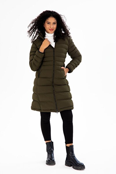 G-FOX Жіночий довгий знімний капюшон з наповнювачем, водовідштовхувальний надувний пуховик 8640