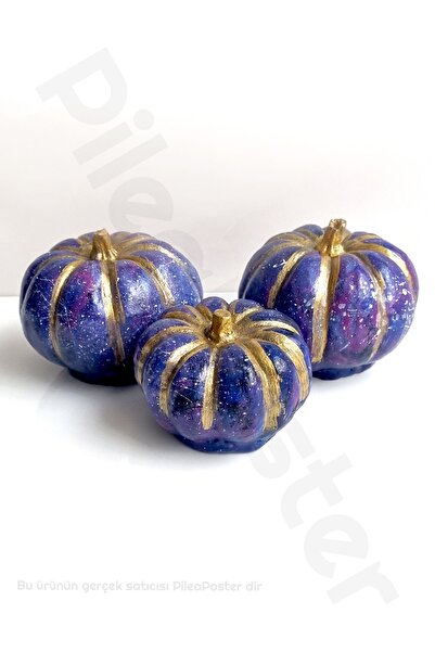 PP Handmade Dekoratif Bal Kabakları 3 adet|Galaksi Temalı|Kabak Biblo|masaüst...