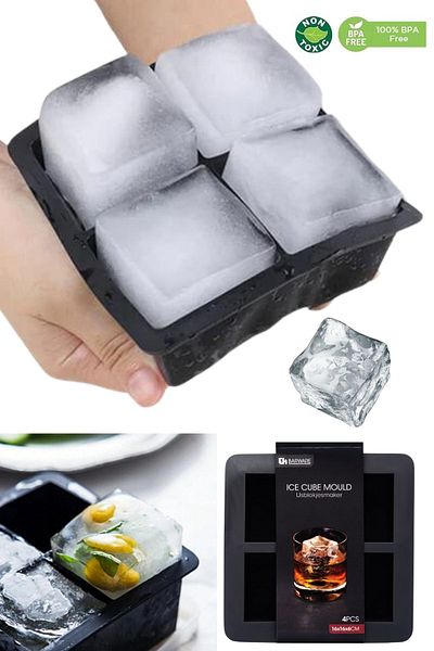 Ecrou Multi-Purpose 4 Compartment Silicone Square Ice Mold Freezer Bowl 16 X 16 X 6 Cm
