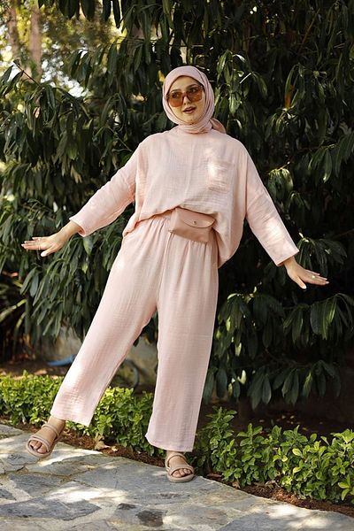 Ceylan Otantik Muslin Pink Casual Set