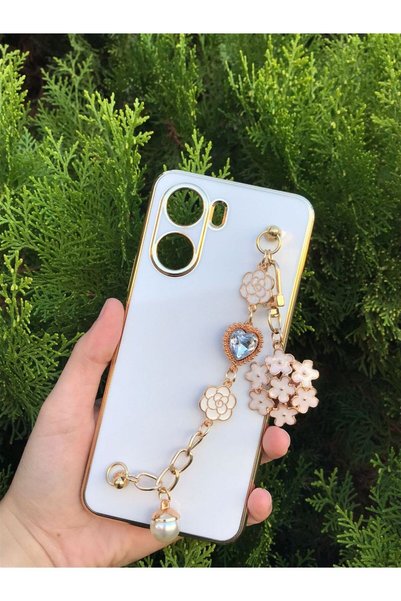 Aksesuarda Moda جراب VIVO Y16 متوافق مع الزهور والأحجار واللؤلؤ المقطوع بالليزر