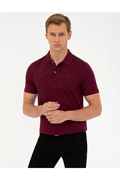 Pierre Cardin Μπλουζάκι Claret Red Slim Fit