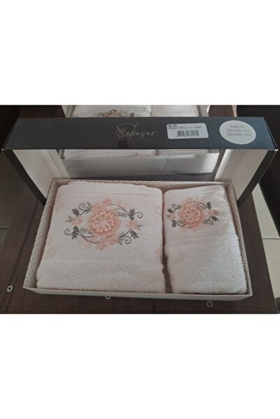 Şaheser ÇERÇEVE NAKIŞLI 2'Lİ HAVLU TAKIMI