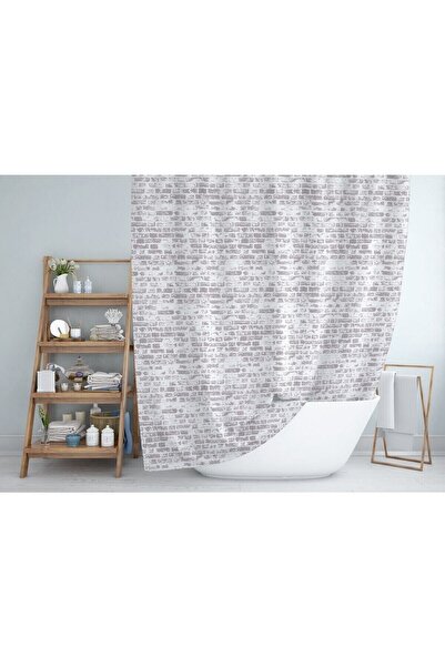 Tropikhome Duş Perdesi Çift Kanat 2x120x200cm Tuğla Desenli Banyo Perdesi 16 ...