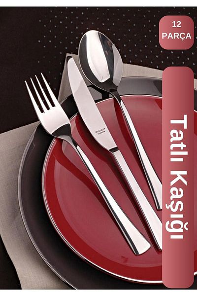 Viyalente Swords 12-Piece Fountain Dessert Spoon Stainless Steel