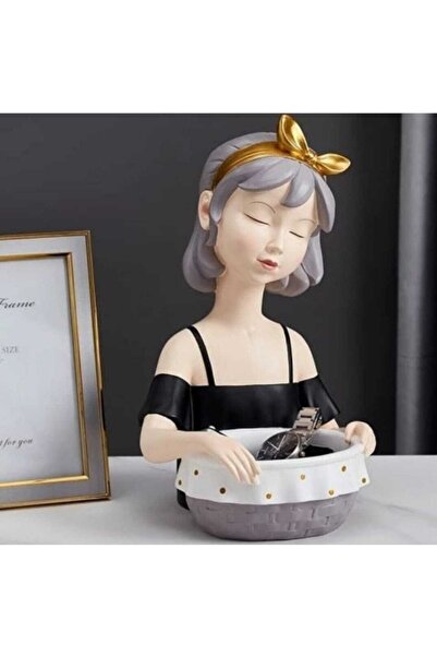 HAND DEKOR Sepet Tutan Kız Heykel Sunumluk