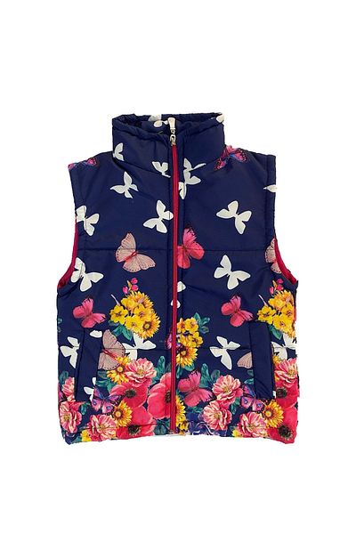 Else Bebe Girl's Navy Blue Butterfly Floral Vest