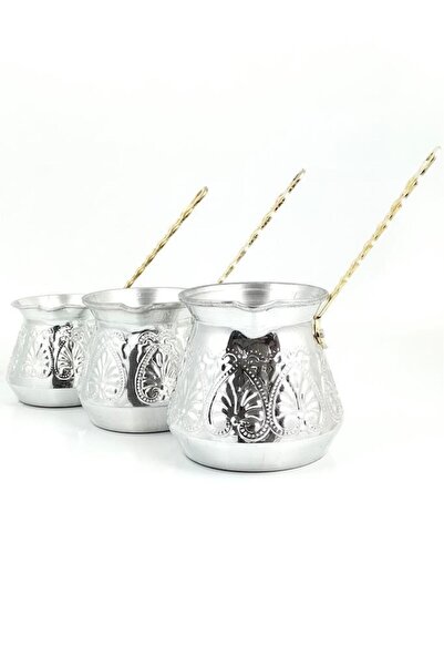 Tiesa Home 3lü Kabartma Desenli Alüminyum Cezve Sütlük