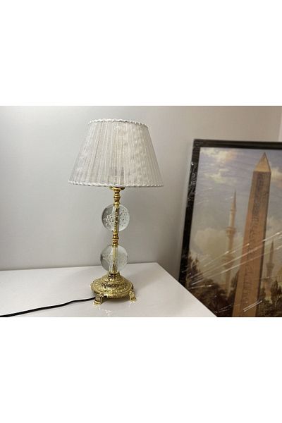 asellus Şehzade Crystal Glass Bulk Lampshade Knitted Hat, Gold plated table lamp, lampshade, lampshade home gifts