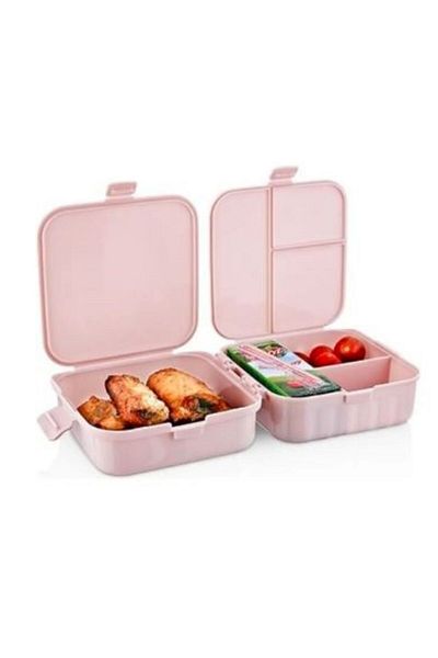 HOLLYHOME Premium 2-Layer 4-Compartment Lunch Box 15 X 16 X 9cm Pink Powder Hh